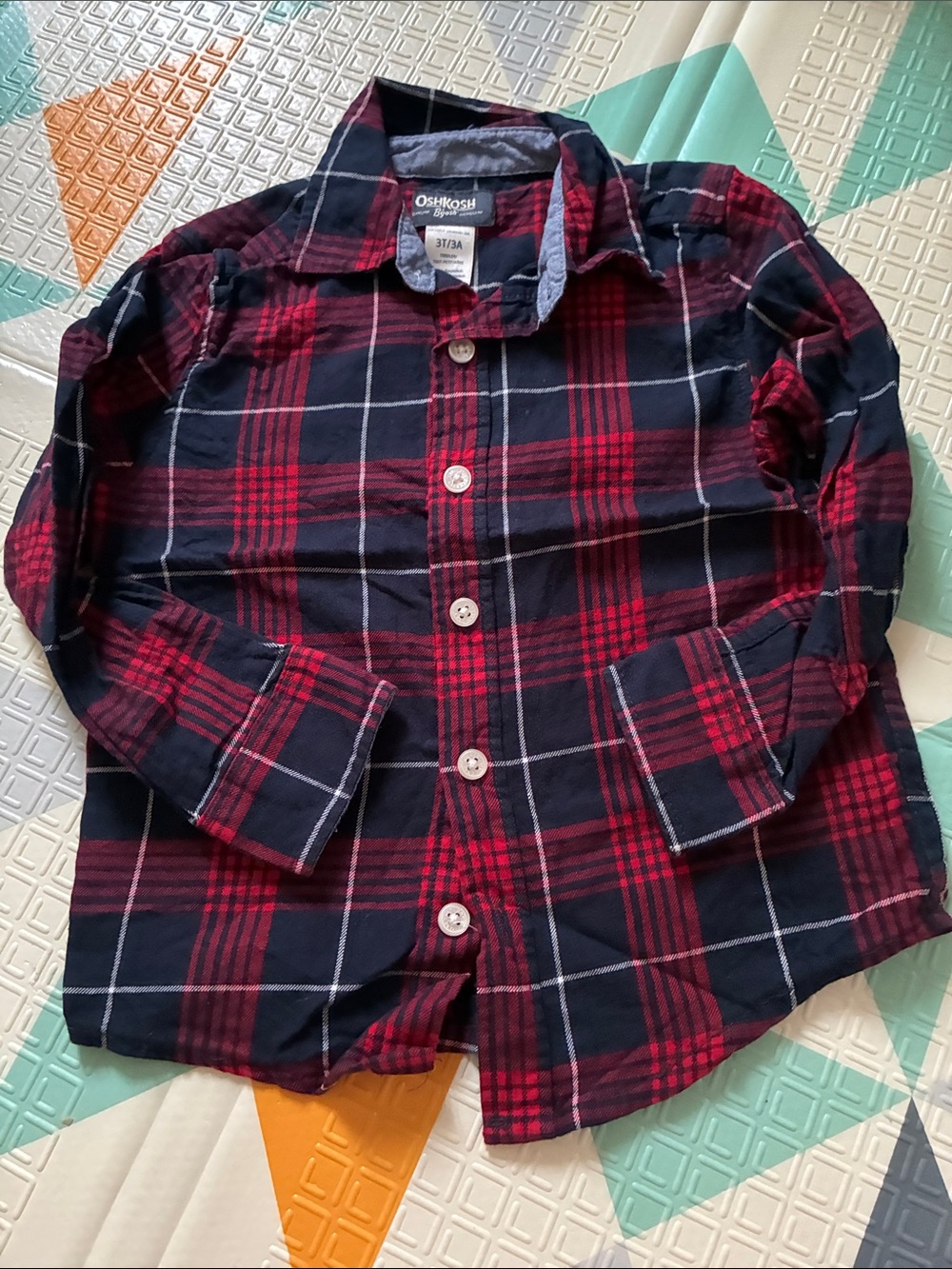 20/25$ 🧸 OshKosh B'gosh Navy & Red Plaid Button-Up Shirt - Kids